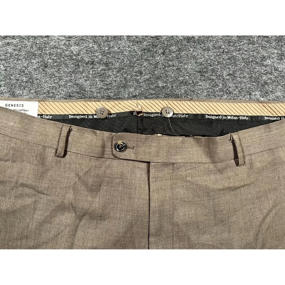 Genesis Dress Pants Mens 48x38 Taupe Tetron Microfiber Formal‎ Business Formal